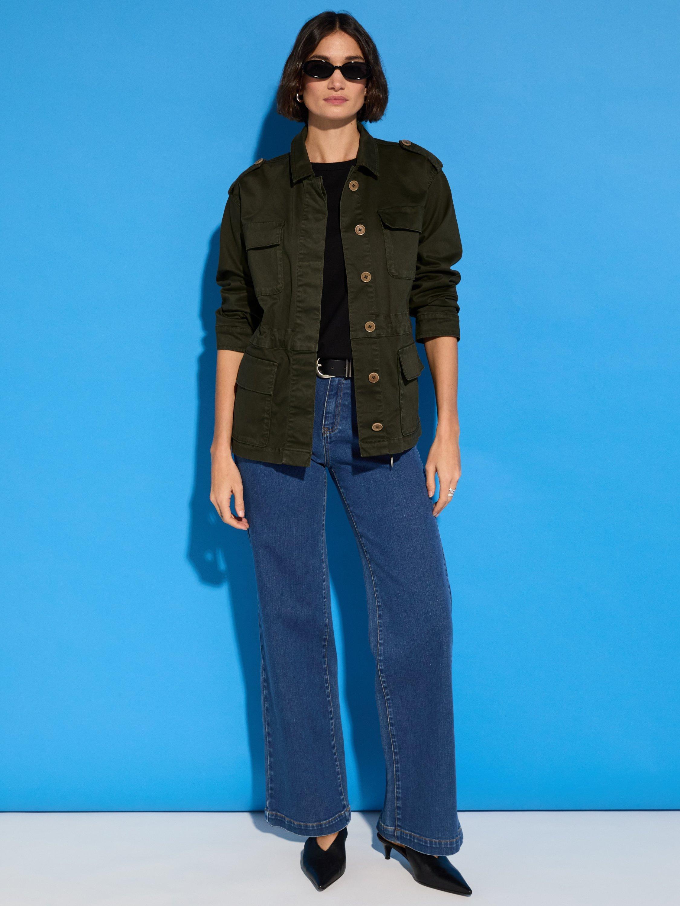 Product image 2 of 7, which shows Baukjen Mattie Cargo Organic Cotton Rich Jacket, Dark Olive, 10