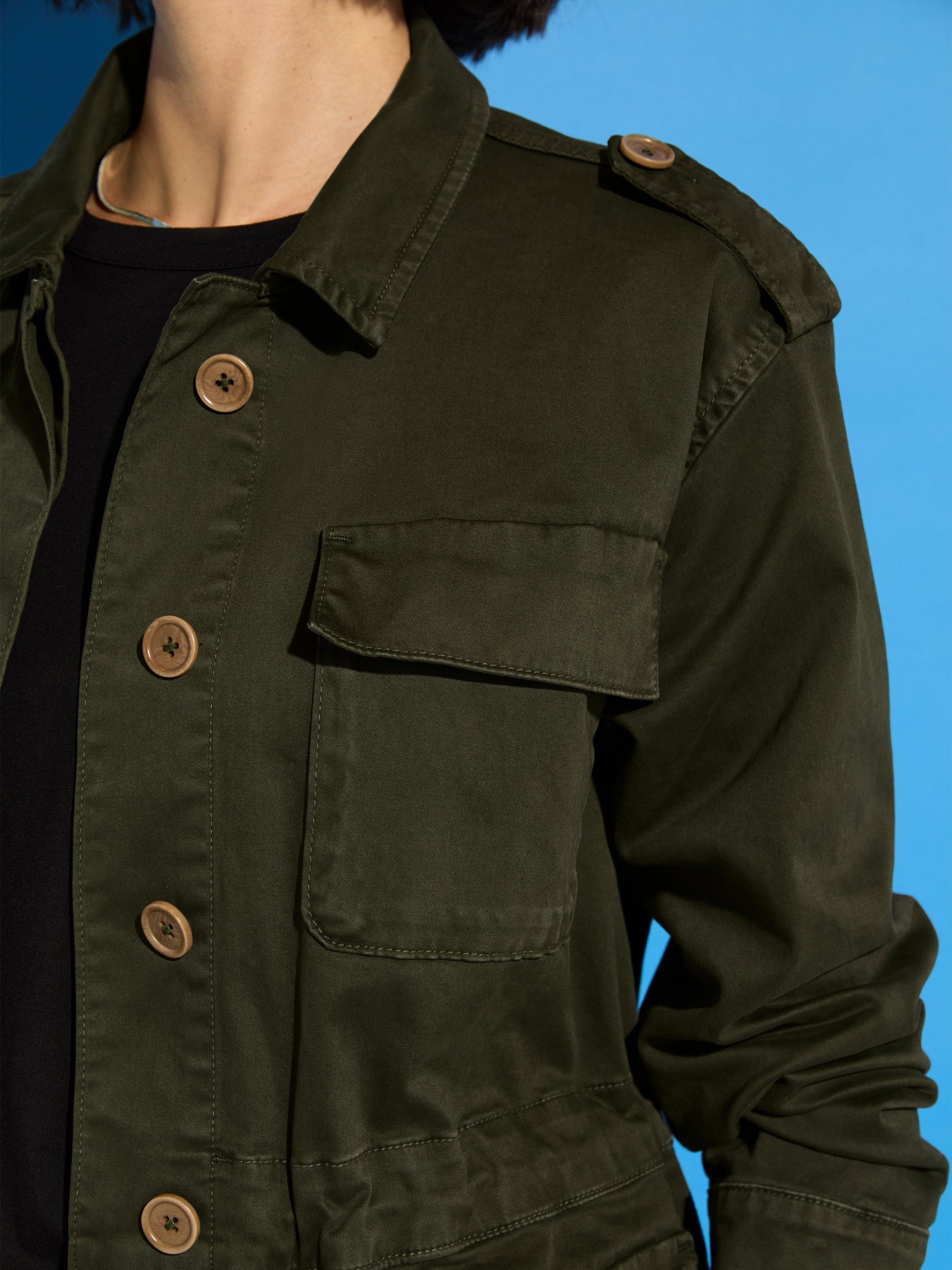 Product image 3 of 7, which shows Baukjen Mattie Cargo Organic Cotton Rich Jacket, Dark Olive, 10