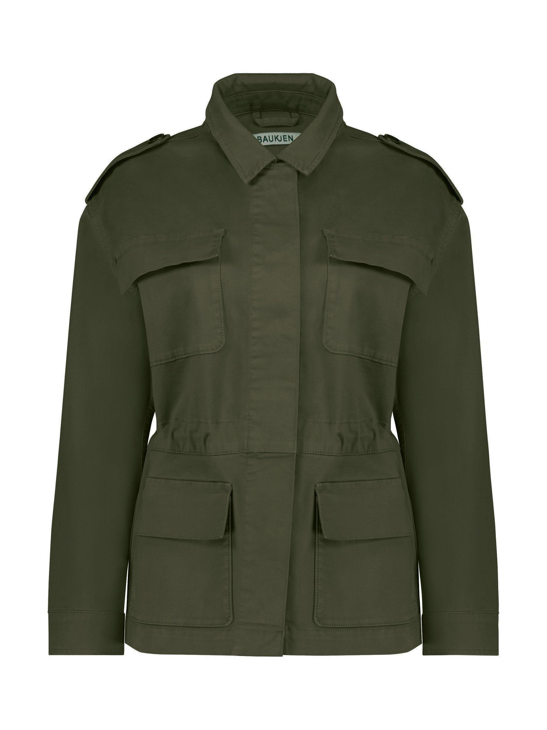 Product image 4 of 7, which shows Baukjen Mattie Cargo Organic Cotton Rich Jacket, Dark Olive, 10