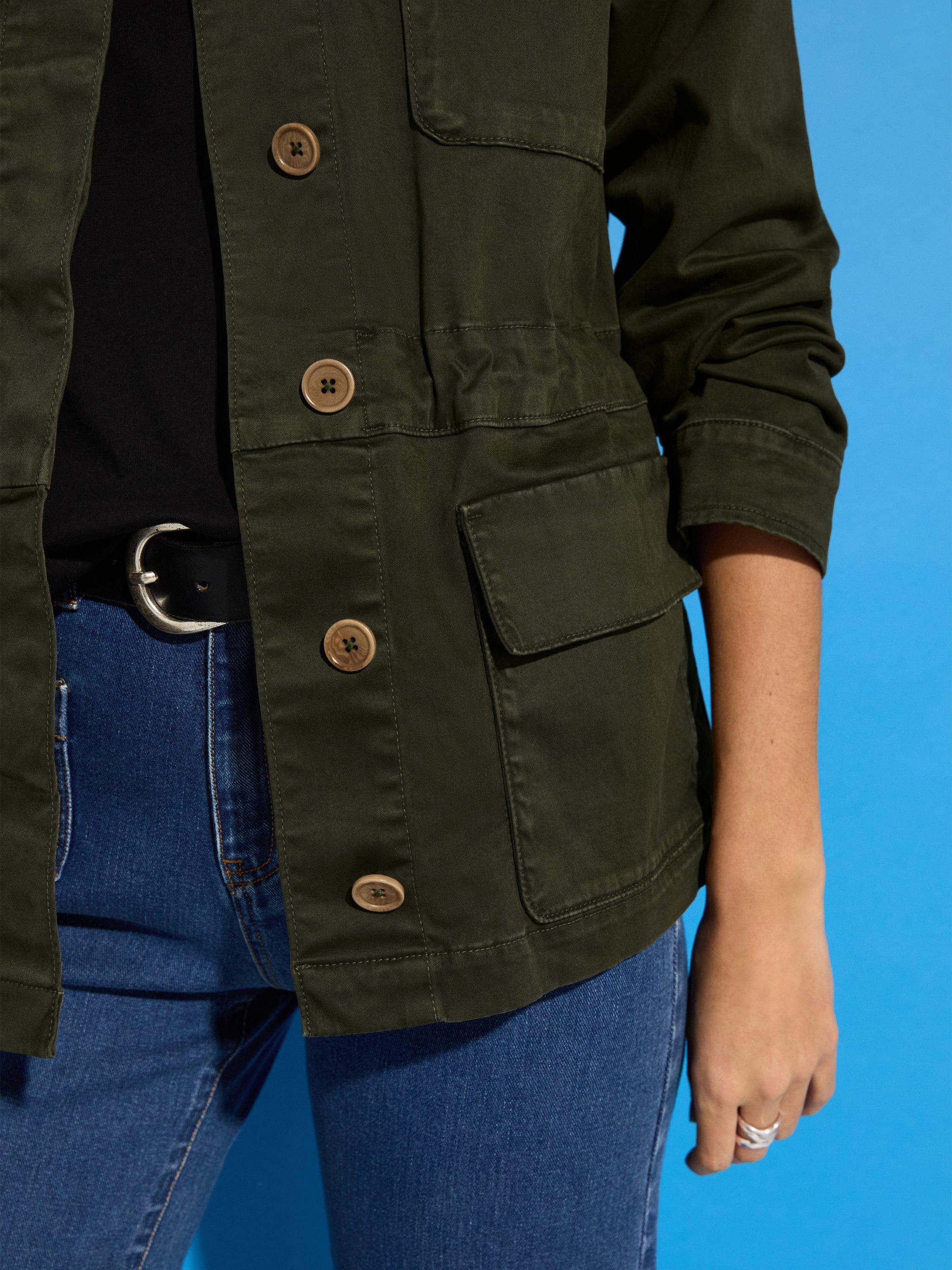 Product image 5 of 7, which shows Baukjen Mattie Cargo Organic Cotton Rich Jacket, Dark Olive, 10