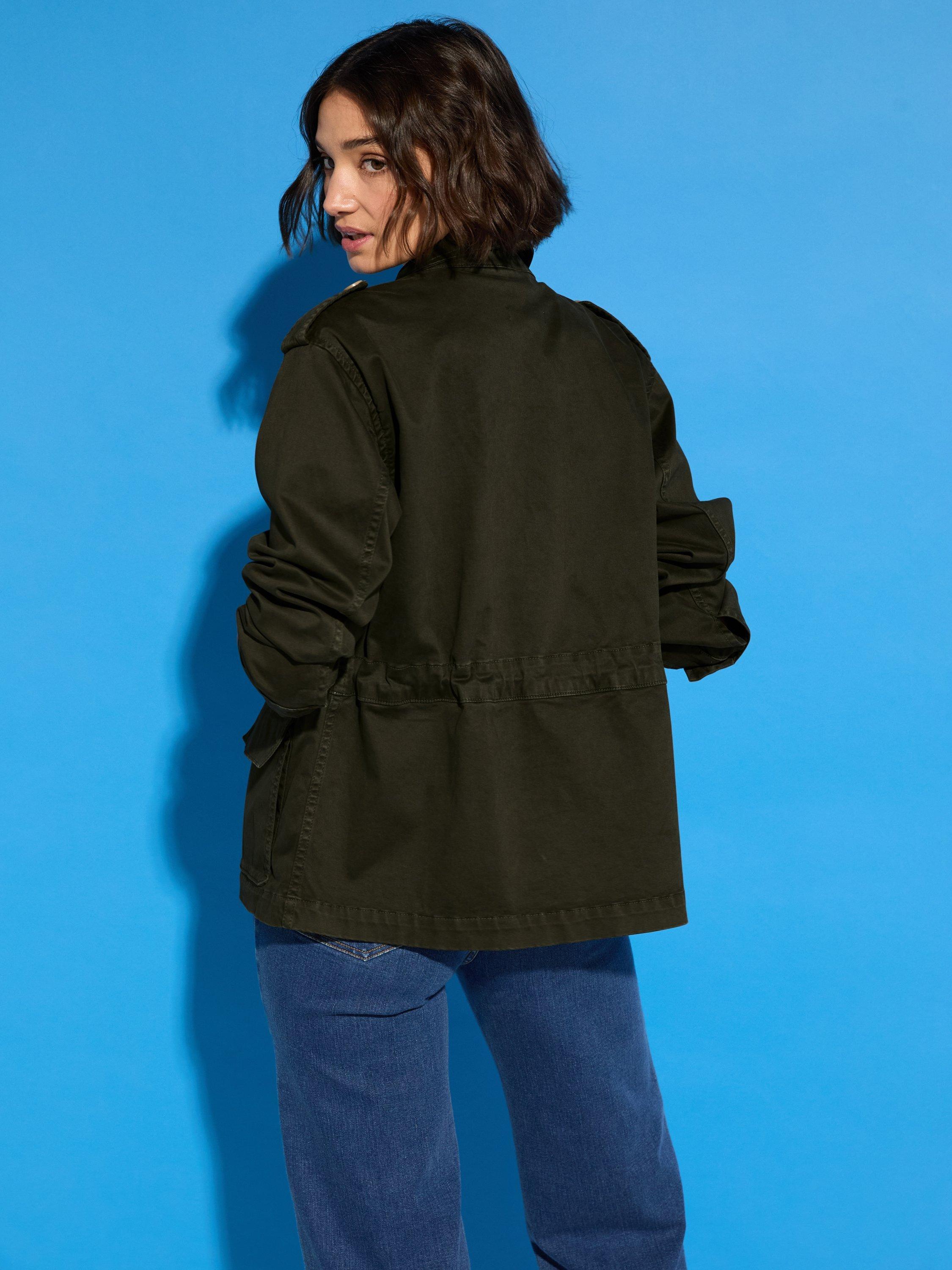 Product image 7 of 7, which shows Baukjen Mattie Cargo Organic Cotton Rich Jacket, Dark Olive, 10