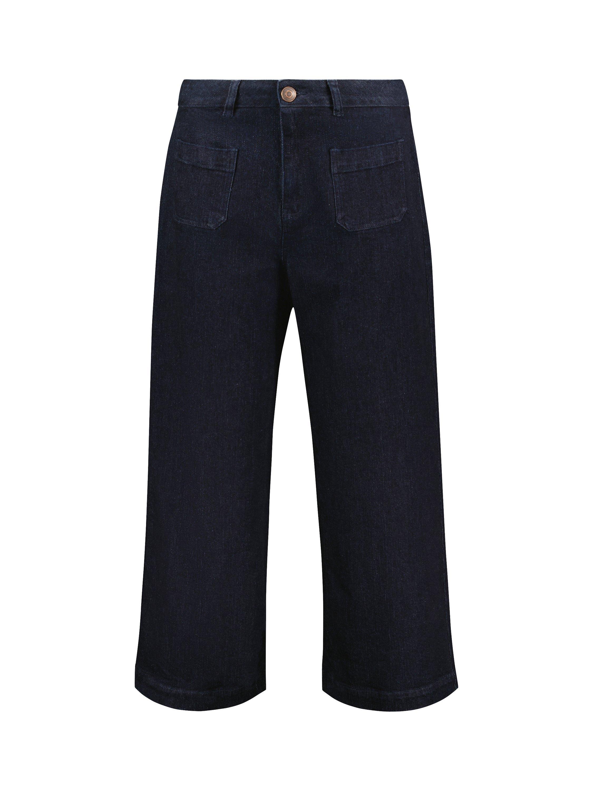 Product image 4 of 5, which shows Baukjen Jena Organic Cotton Rich Wide Crop Jeans, Dark Denim, 6