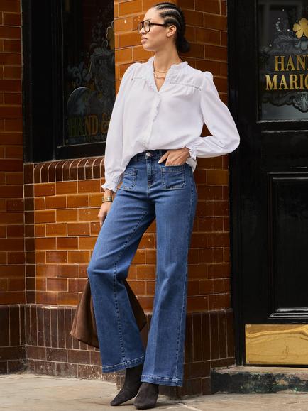 Baukjen Robyn Organic Cotton Rich Wide Leg Jeans, Washed Indigo, Washed Indigo