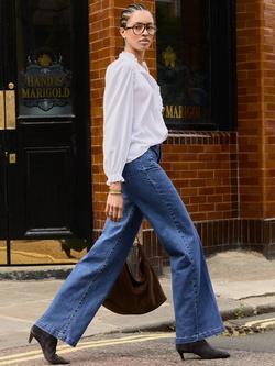 Baukjen Robyn Organic Cotton Rich Wide Leg Jeans, Washed Indigo - view 2, Washed Indigo