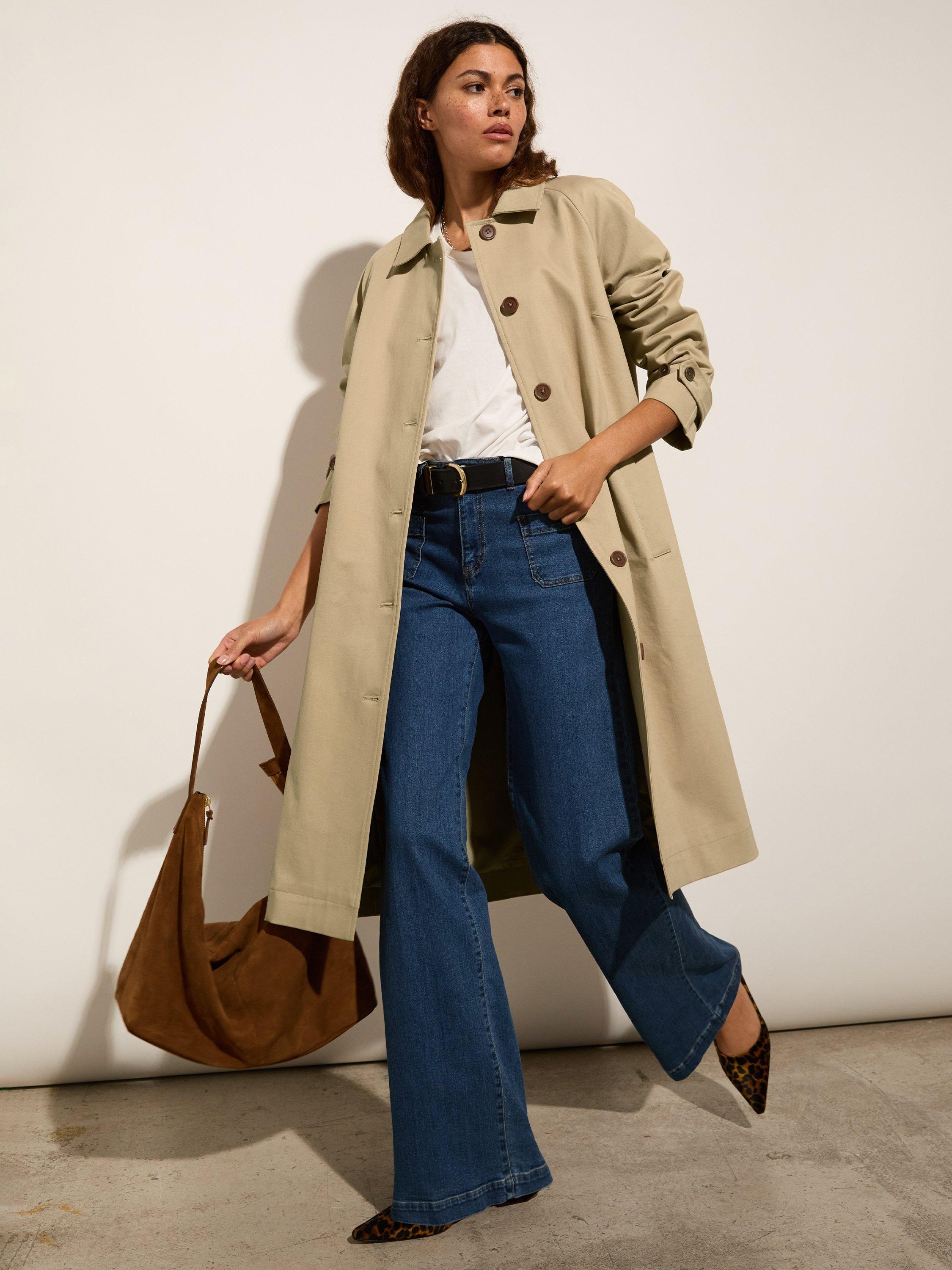 Product image 5 of 6, which shows Baukjen Robyn Organic Cotton Rich Wide Leg Jeans, Washed Indigo, 10