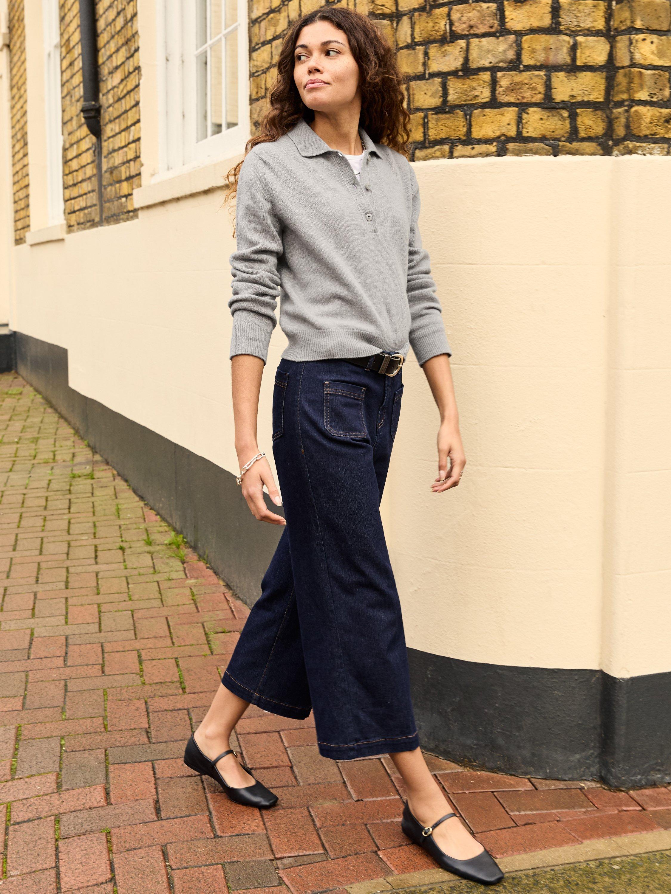 Product image 3 of 4, which shows Baukjen Clementine Wool Rich Polo Knit, Grey Marl, 12