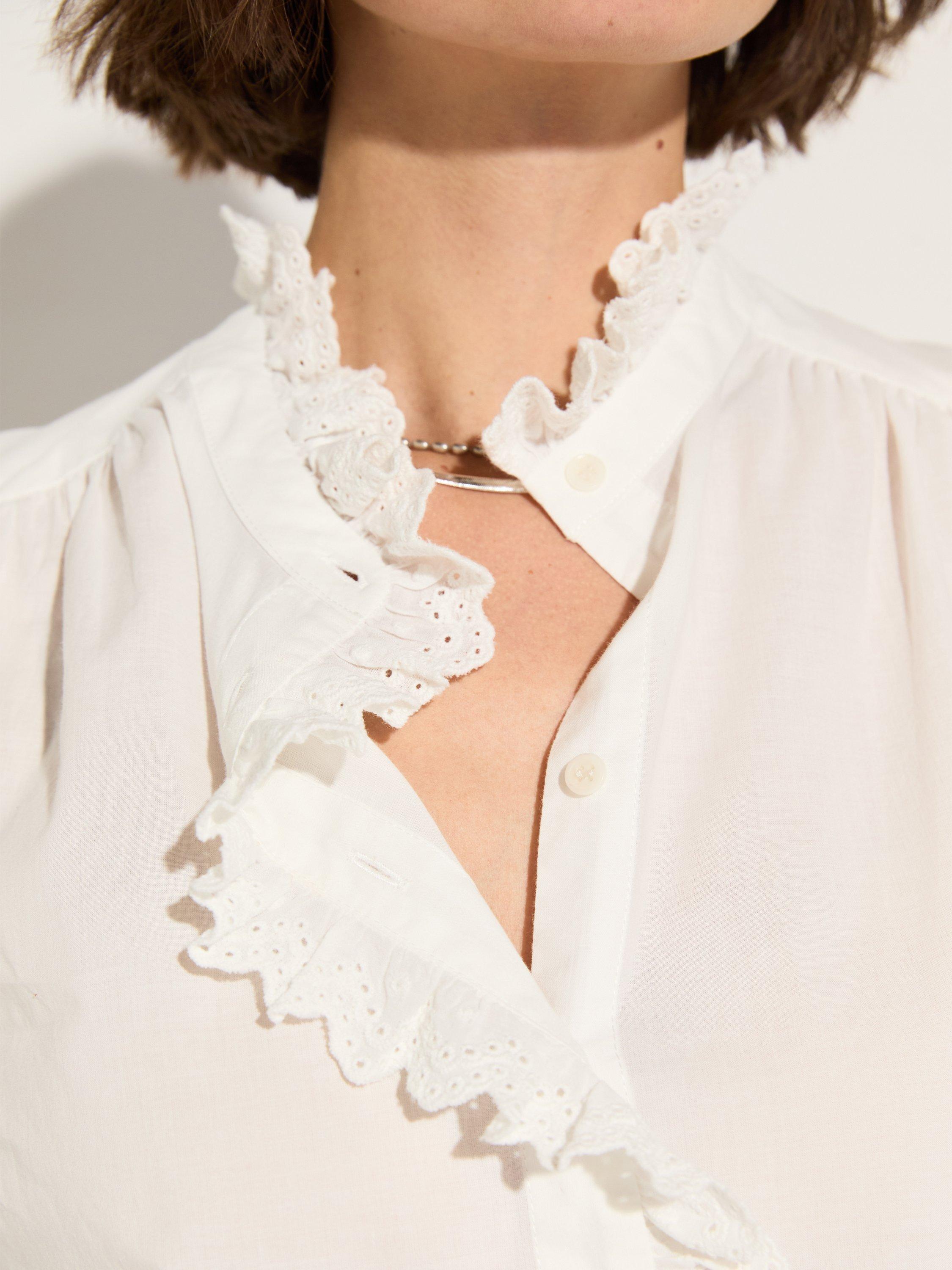 Product image 4 of 5, which shows Baukjen Milla Frill Pure Organic Cotton Blouse, Soft White, 10