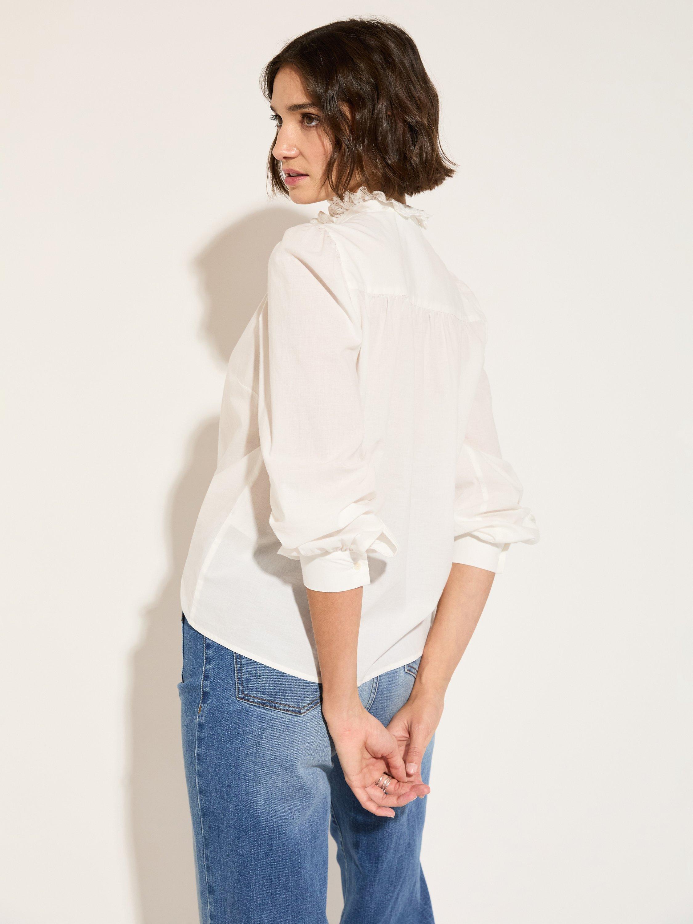 Product image 5 of 5, which shows Baukjen Milla Frill Pure Organic Cotton Blouse, Soft White, 10
