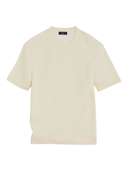 Theory Damian Cotton Regular Fit Short Sleeve T-Shirt, Eggshell - 104, Eggshell - 104