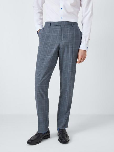 PS Paul Smith Unfinished Hem Tailored Fit Check Wool Blend Suit Trousers, Blue Check, Blue Check