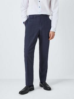PS Paul Smith Unfinished Hem Tailored Fit Check Wool Blend Suit Trousers, Navy Check, Navy Check