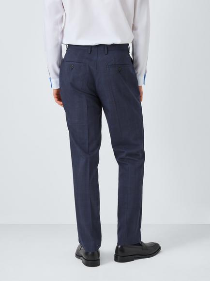 PS Paul Smith Unfinished Hem Tailored Fit Check Wool Blend Suit Trousers, Navy Check - view 2, Navy Check