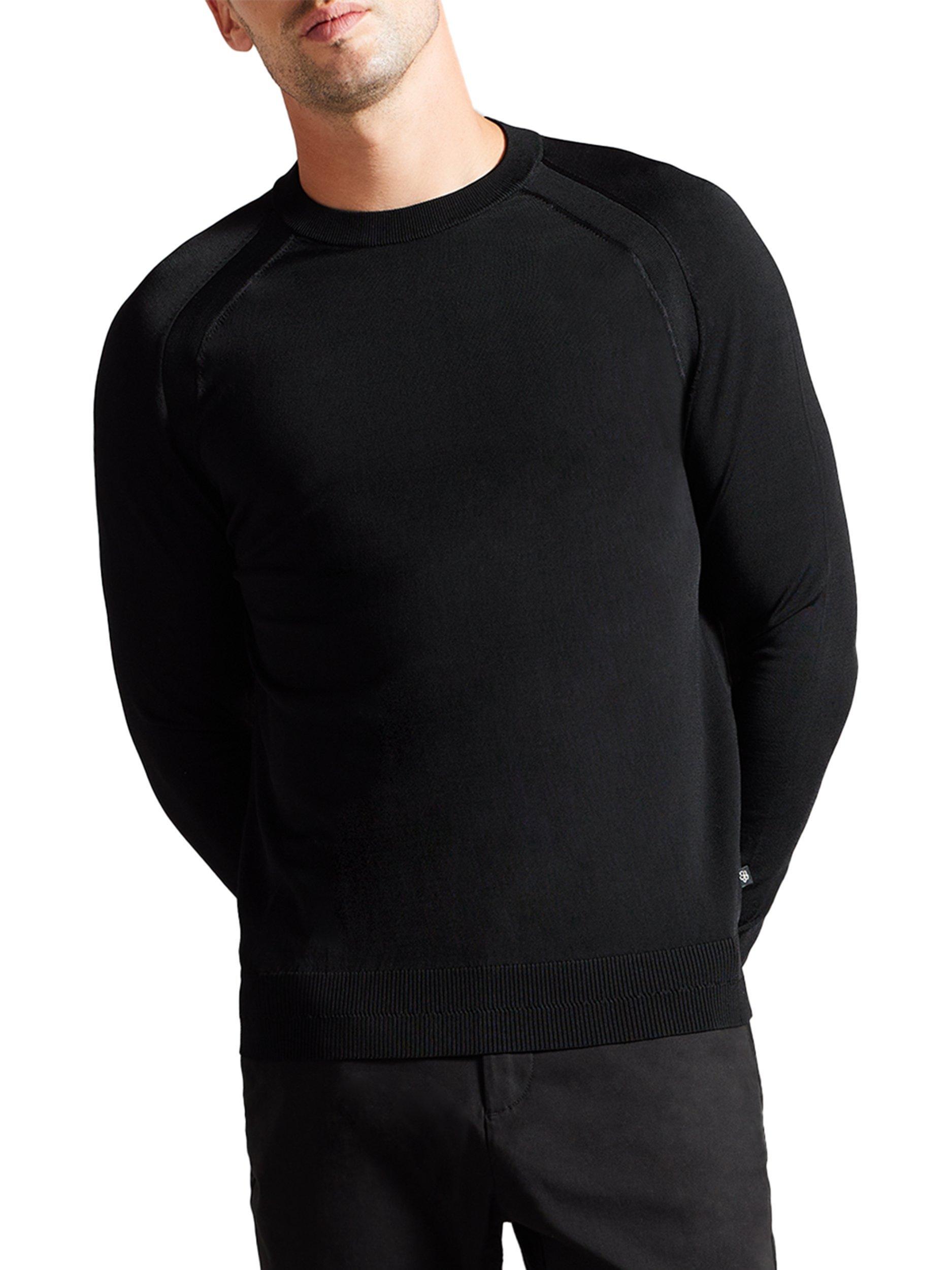 Product image 1 of 4, which shows Ted Baker Mayowo Saddle Shoulder Crew Neck Sweatshirt, Black, S