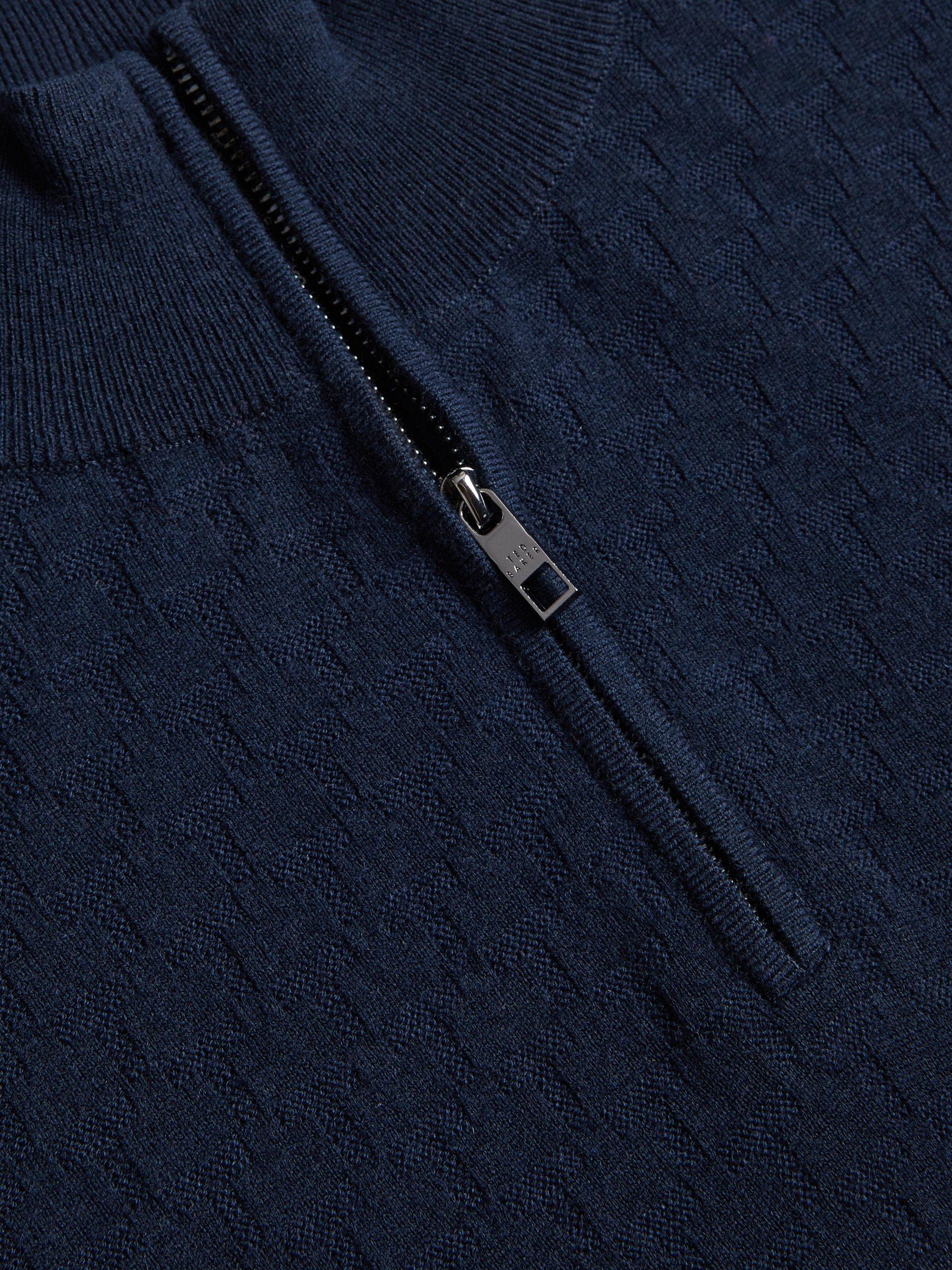 Product image 5 of 7, which shows Ted Baker Kurnle Stitch Half-Zip Jumper, Navy, XS
