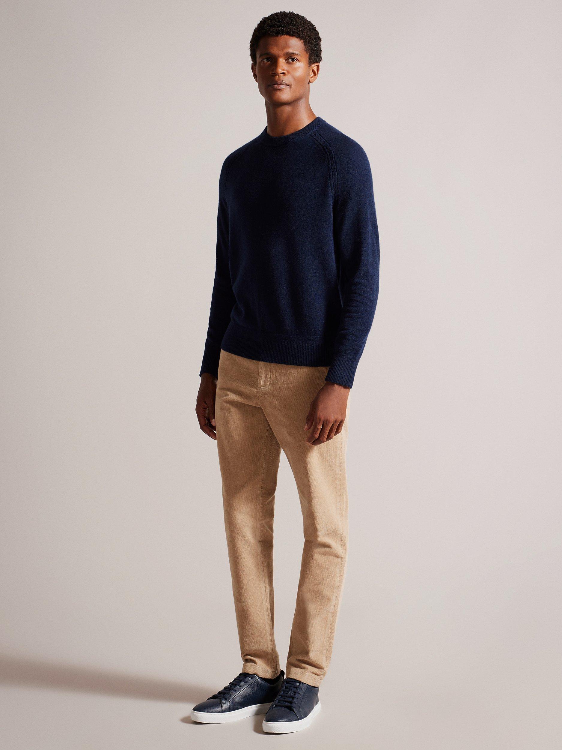Product image 2 of 6, which shows Ted Baker Glant Cashmere Regular Fit Long Sleeve T-Shirt, Navy, S