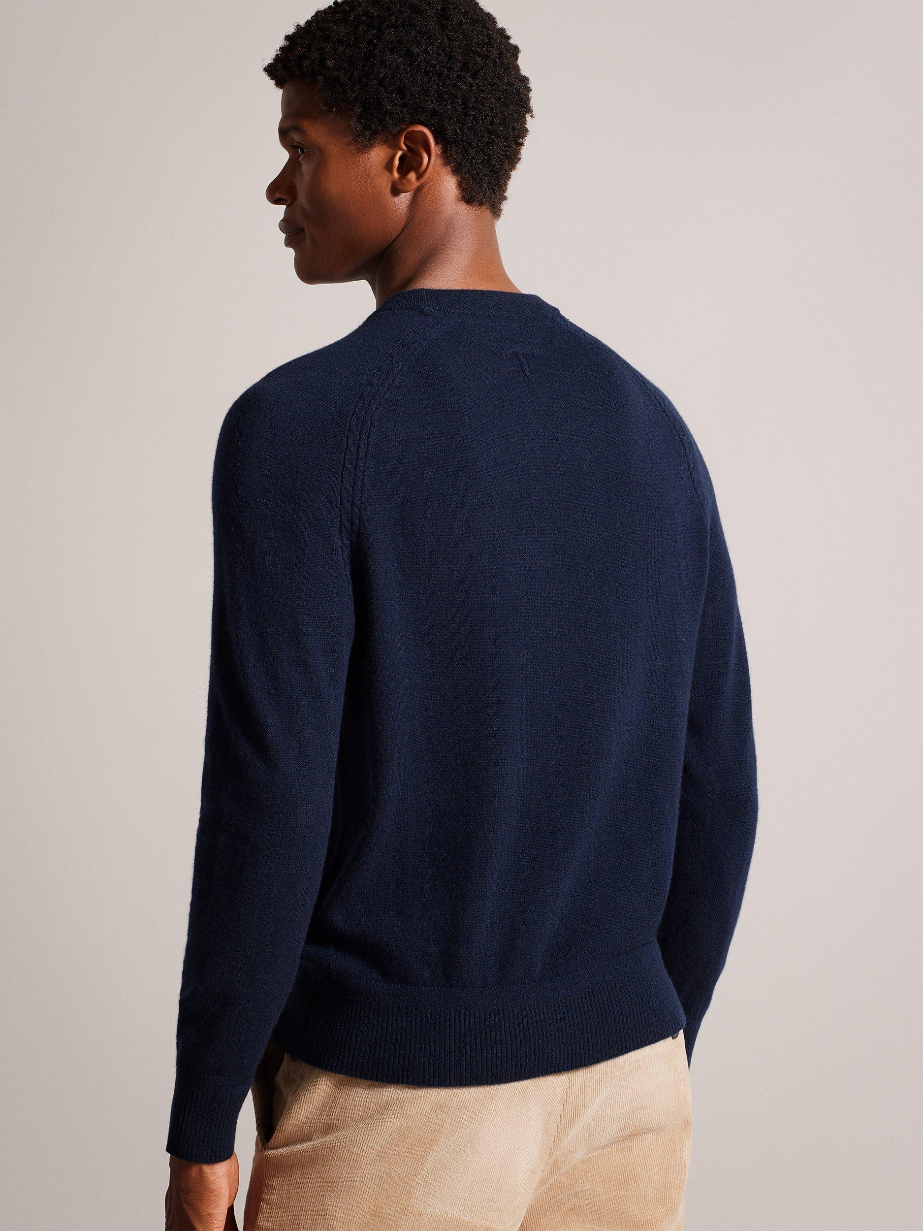 Product image 3 of 6, which shows Ted Baker Glant Cashmere Regular Fit Long Sleeve T-Shirt, Navy, S