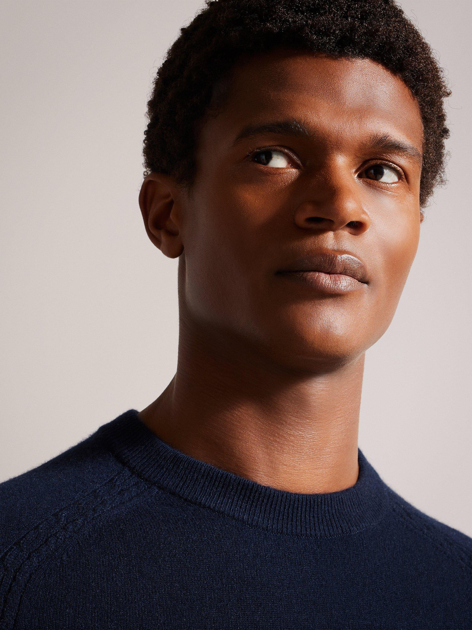 Product image 4 of 6, which shows Ted Baker Glant Cashmere Regular Fit Long Sleeve T-Shirt, Navy, S