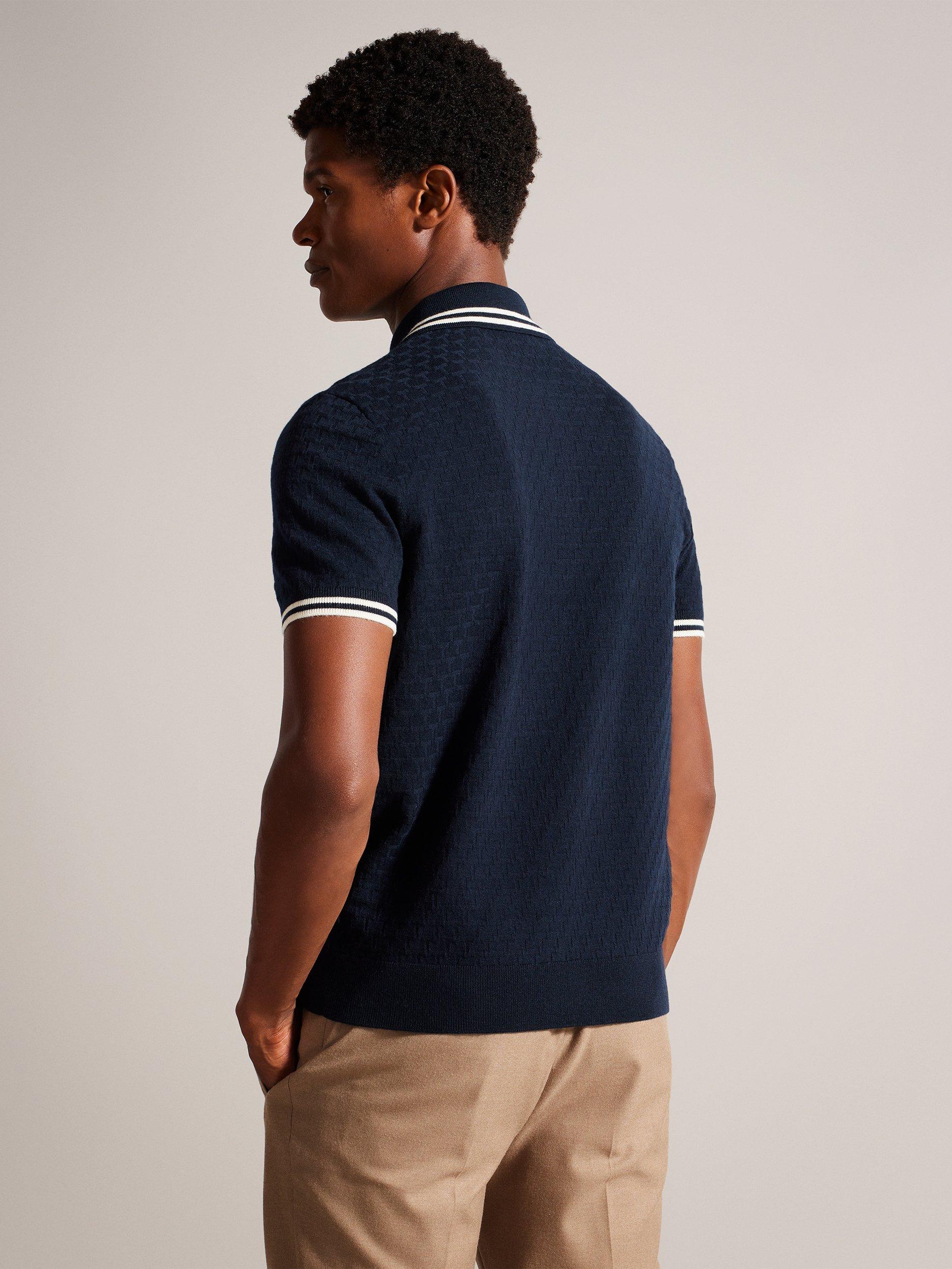 Product image 2 of 7, which shows Ted Baker Mahani Regular Fit Half-Zip Polo Shirt, Navy, S