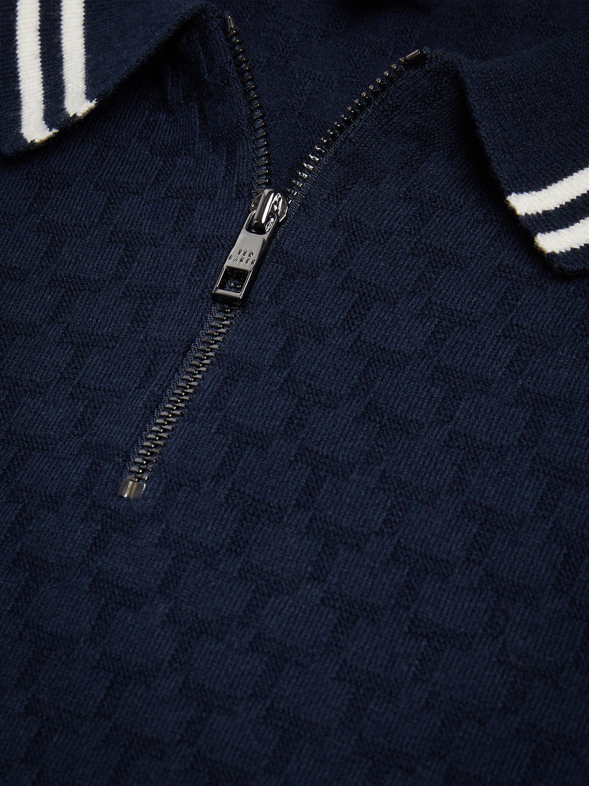 Product image 5 of 7, which shows Ted Baker Mahani Regular Fit Half-Zip Polo Shirt, Navy, S