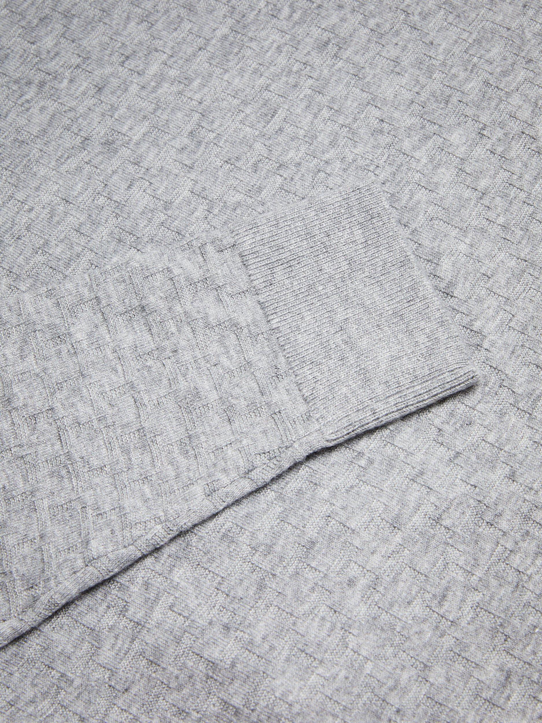 Product image 5 of 6, which shows Ted Baker Morar Stitch Knitted Polo Shirt, Grey Marl, S