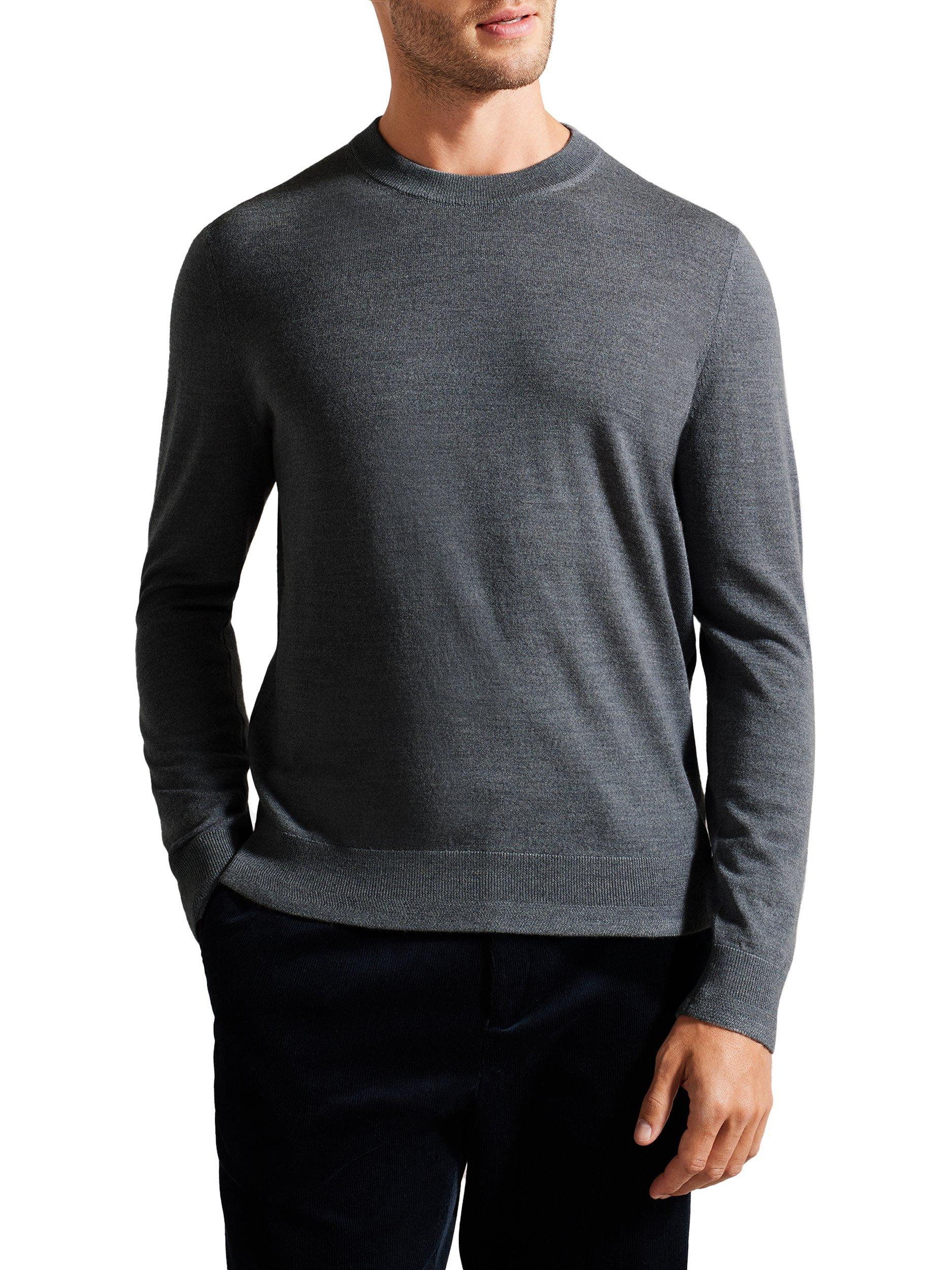 Product image 2 of 4, which shows Ted Baker Carnby Crew Neck Wool Jumper, Charcoal, M