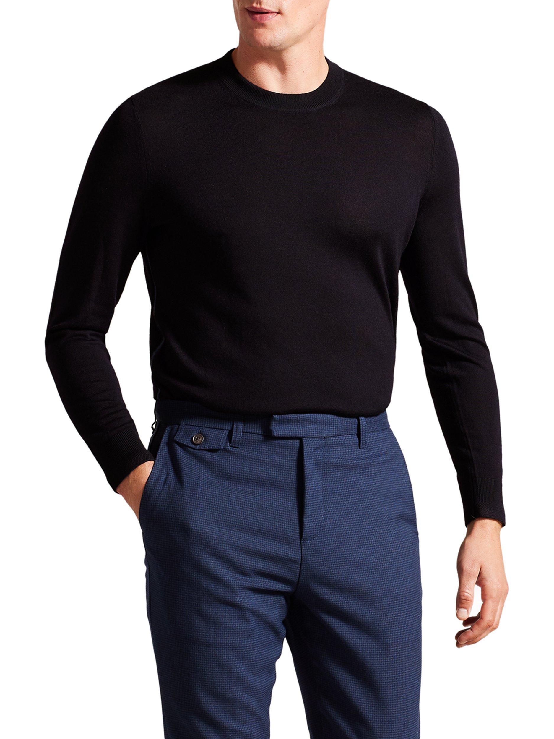 Product image 1 of 4, which shows Ted Baker Carnby Crew Neck Wool Jumper, Navy, XS