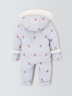 John Lewis Baby Apple Embroidered Snowsuit, Purple - view 2, Purple