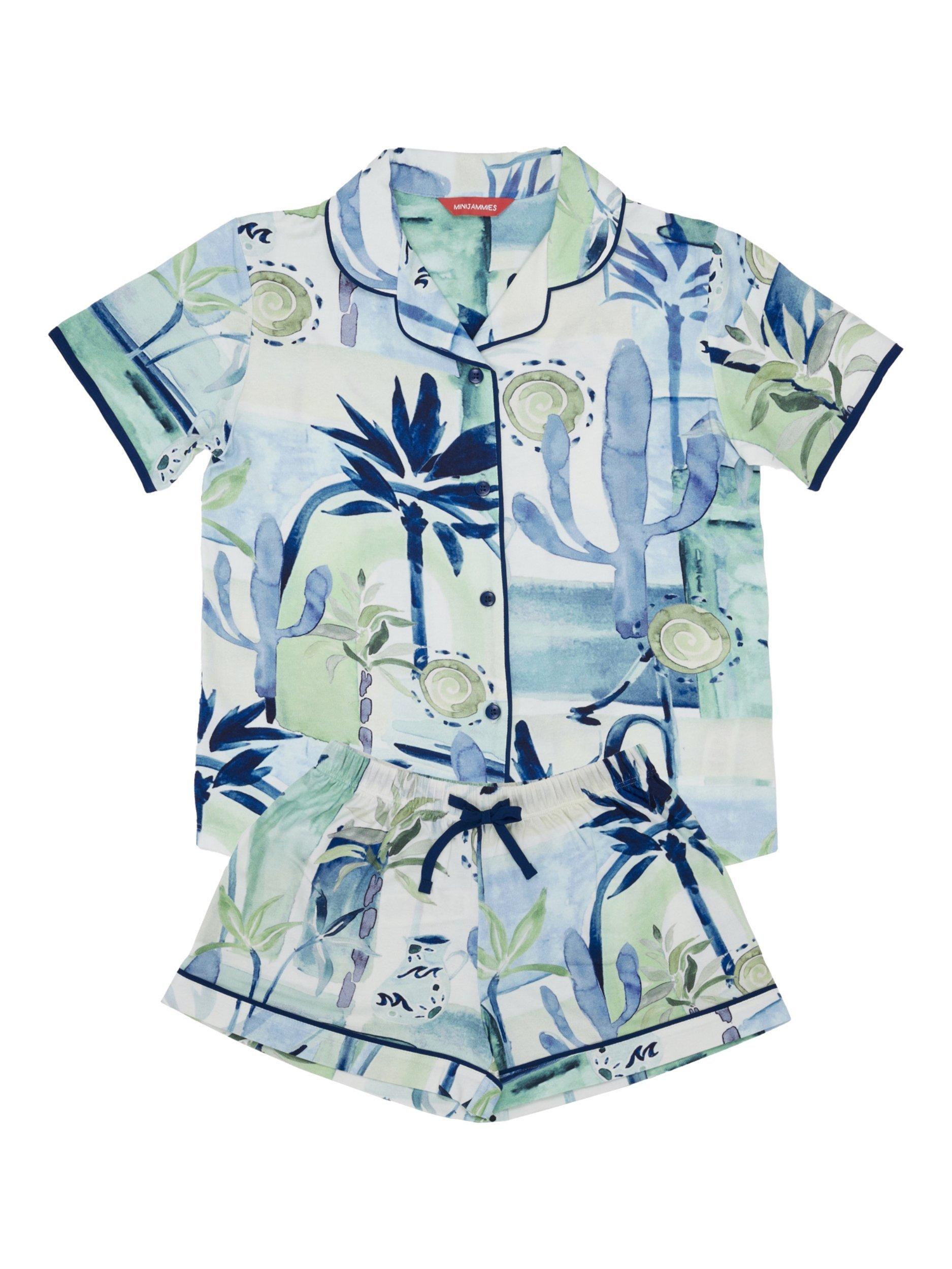 Product image 4 of 4, which shows Minijammies KIds' Watercolour Landscape Printed Shortie Pyjamas, Cream, 2-3 years
