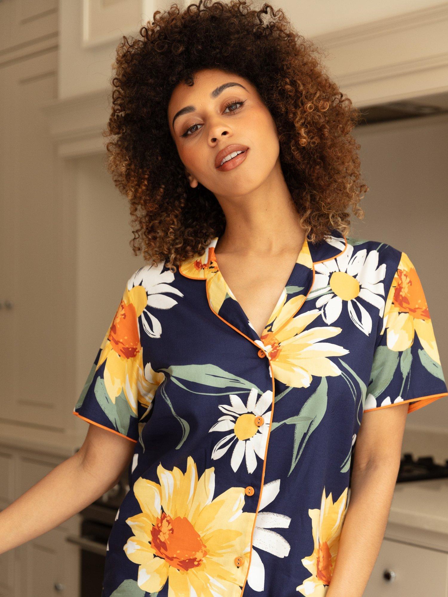 Product image 3 of 4, which shows Cyberjammies Georgina Floral Pyjama Top, Navy, 6