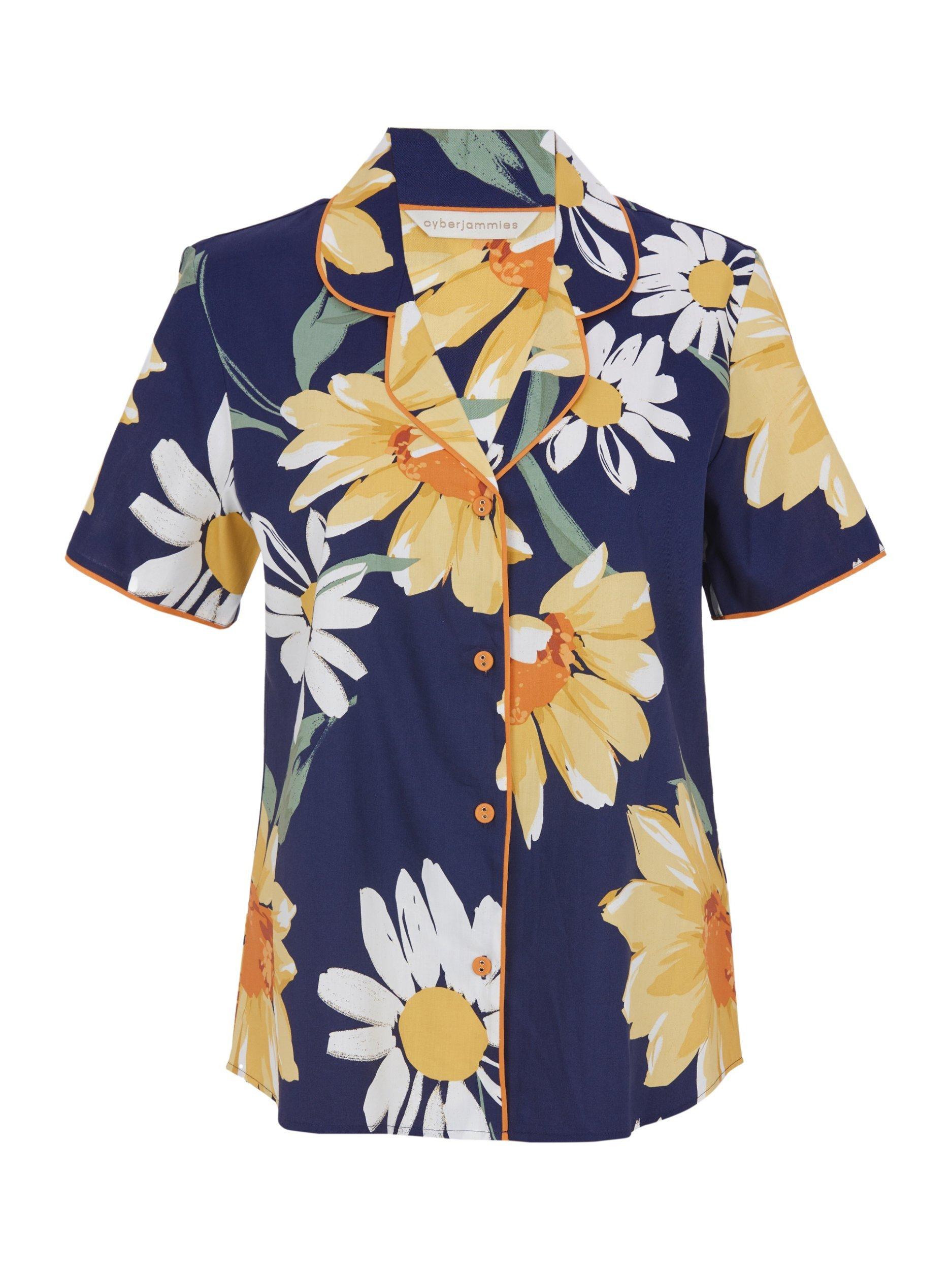 Product image 4 of 4, which shows Cyberjammies Georgina Floral Pyjama Top, Navy, 6