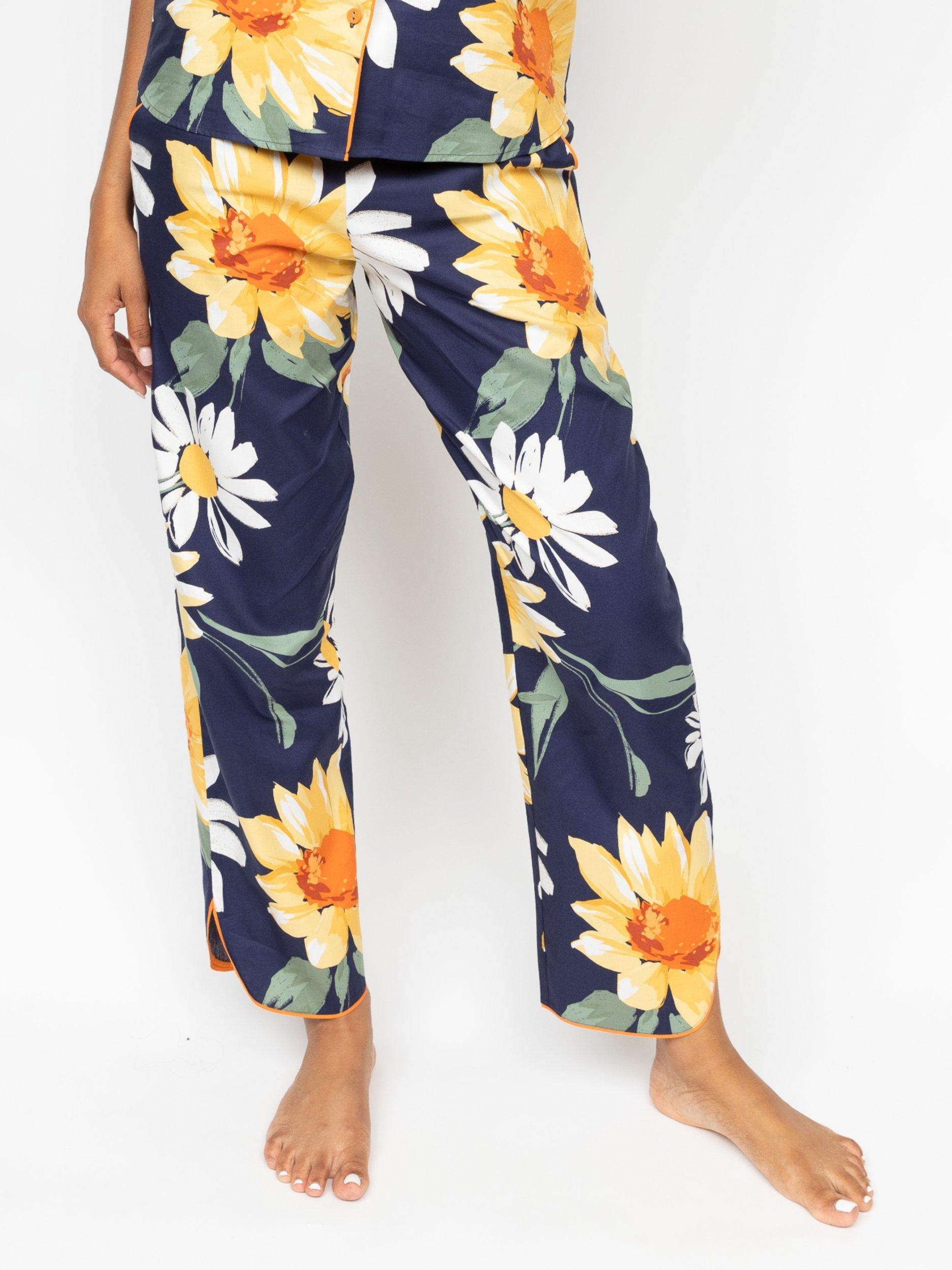 Product image 1 of 4, which shows Cyberjammies Georgina Floral Pyjama Bottoms, Navy, 6