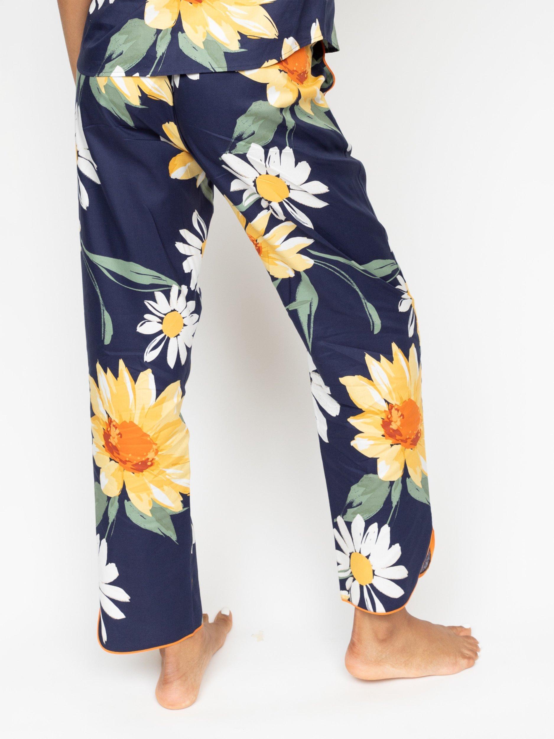 Product image 2 of 4, which shows Cyberjammies Georgina Floral Pyjama Bottoms, Navy, 6