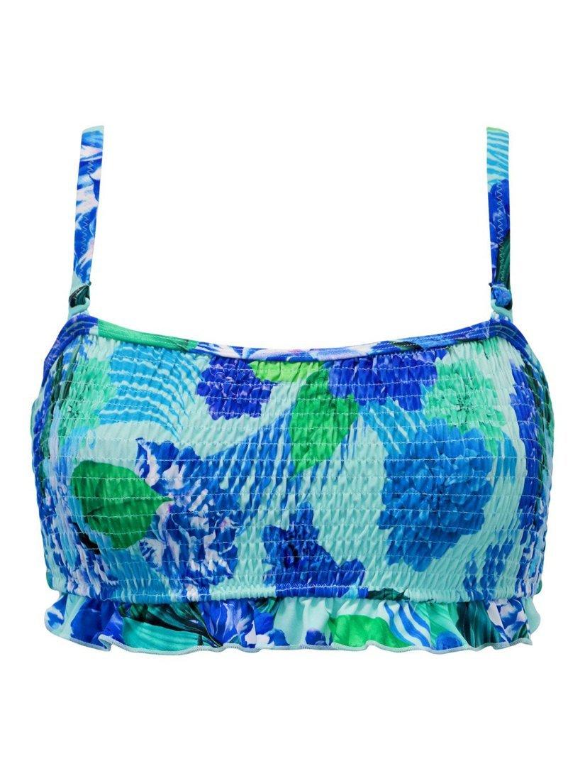 Product image 8 of 10, which shows Pour Moi Free Spirit Strapless Bikini Top, Aqua/Multi, 32C