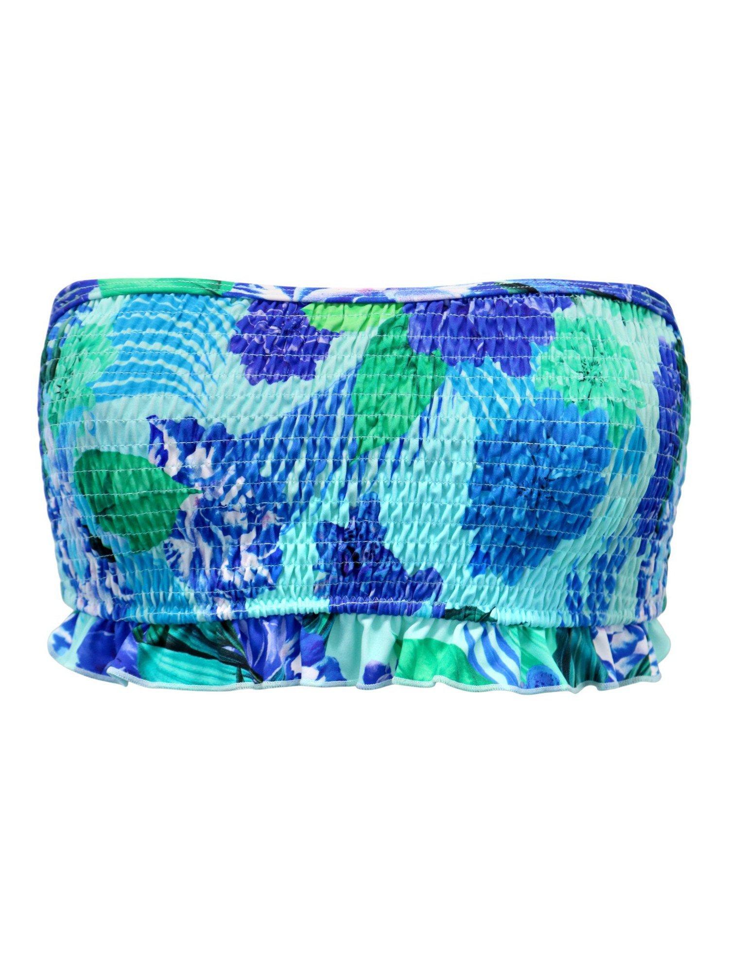 Product image 9 of 10, which shows Pour Moi Free Spirit Strapless Bikini Top, Aqua/Multi, 32C