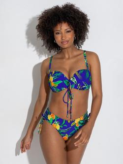 Pour Moi Santa Cruz Strapless Lightly Padded Underwired Bikini Top, Blue/Multi - view 2, Blue/Multi