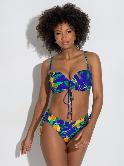 Pour Moi Santa Cruz Strapless Lightly Padded Underwired Bikini Top, Blue/Multi - view 2, Blue/Multi