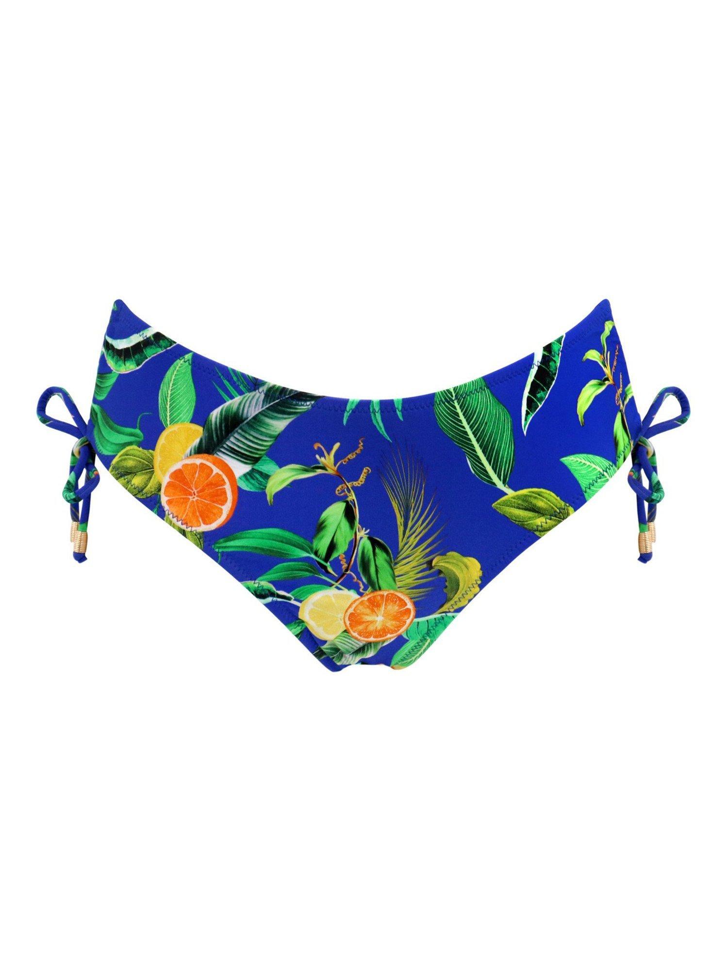 Product image 8 of 9, which shows Pour Moi Santa Cruz High-Leg Bikini Bottoms, Blue/Multi, 8