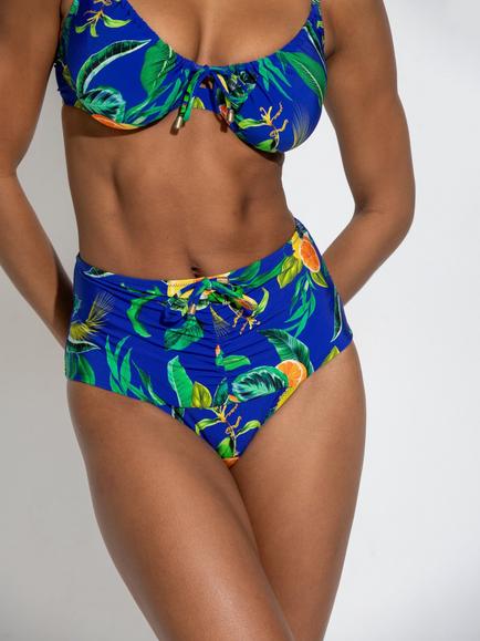 Pour Moi Santa Cruz High Waist Bikini Bottoms, Blue/Multi - view 2, Blue/Multi