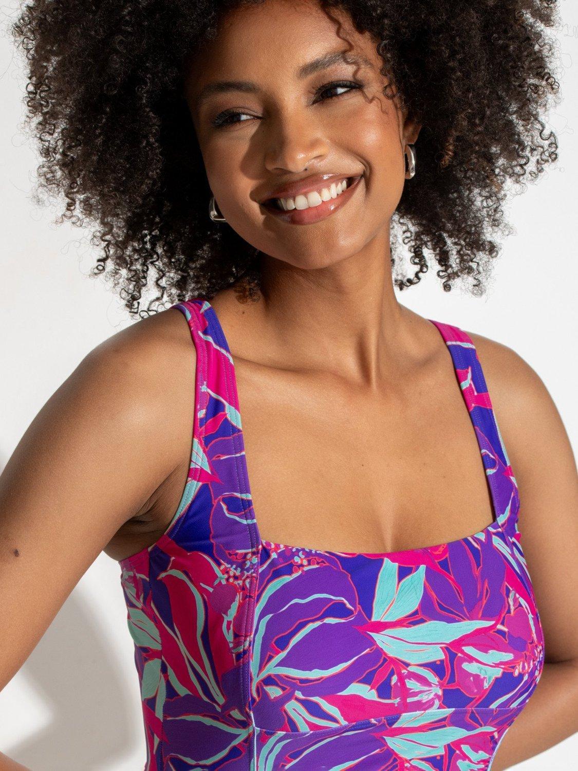 Product image 2 of 8, which shows Pour Moi Santa Barbara Ruched Tummy Control Swimsuit, Aquaburst, 10