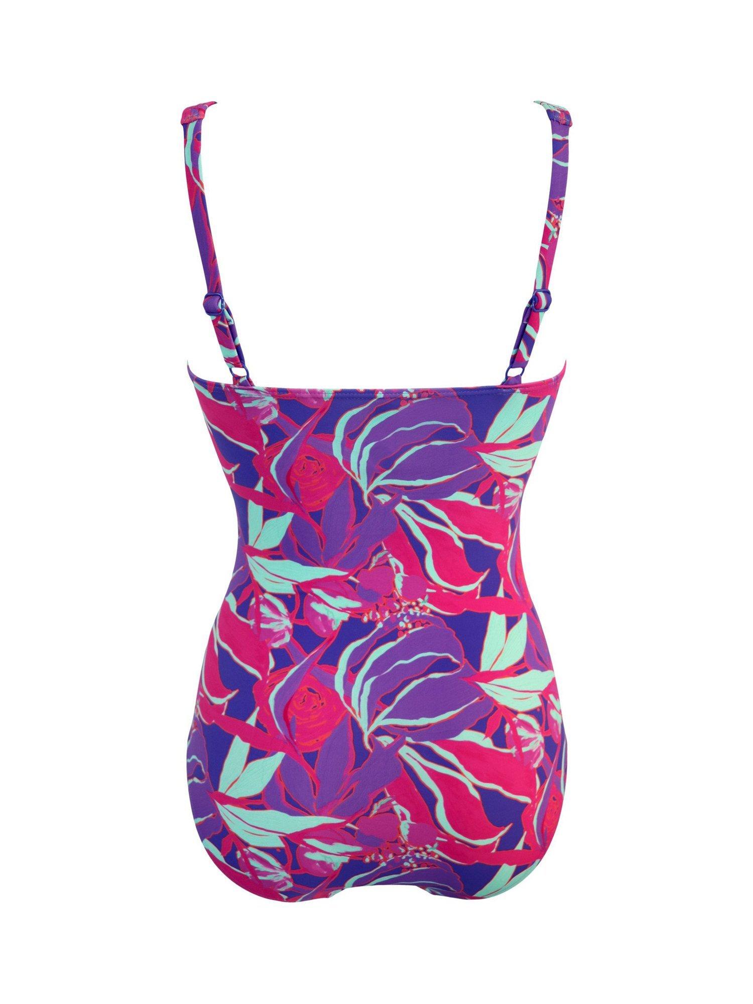 Product image 8 of 8, which shows Pour Moi Santa Barbara Ruched Tummy Control Swimsuit, Aquaburst, 10