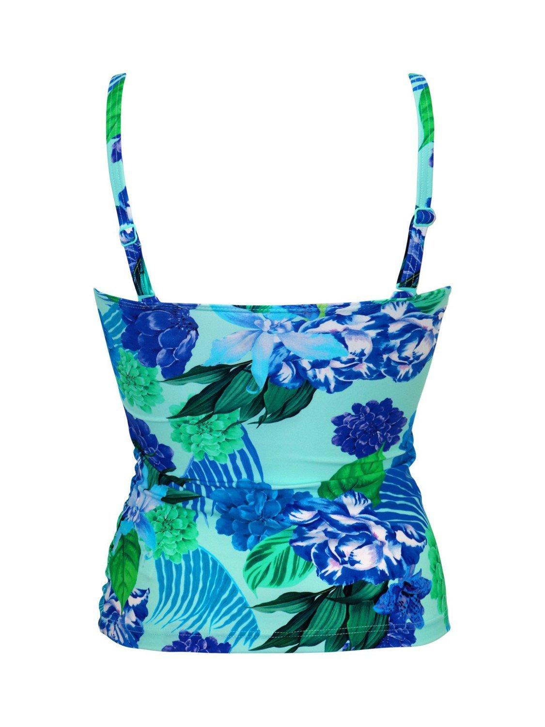 Product image 9 of 10, which shows Pour Moi Free Spirit Non-Wired Strapless Tankini Top, Aqua/Multi, 10