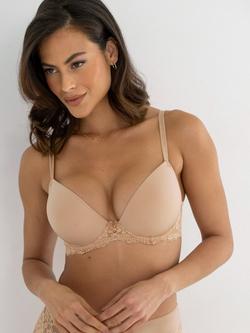 Pour Moi Fleur Padded Push-Up Plunge T-Shirt Bra, Almond