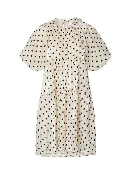 YAS Dottish Short Sleeve Dress, Sandshell, Sandshell