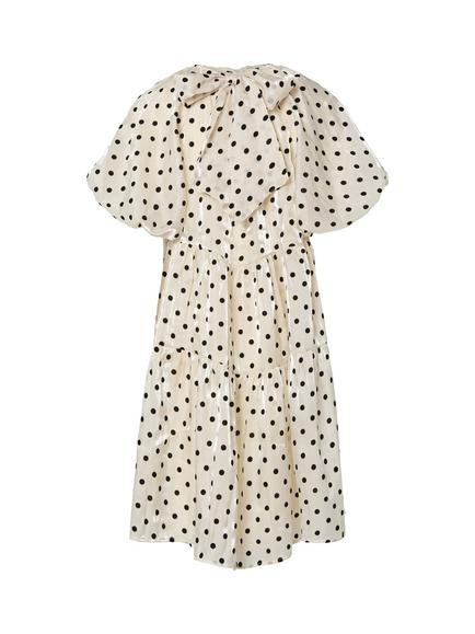 YAS Dottish Short Sleeve Dress, Sandshell - view 2, Sandshell