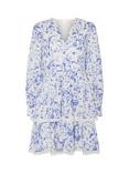 YAS Elin Floral Long Sleeve Dress, Star White