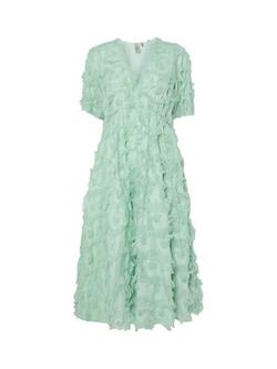 YAS Pazylla Textured Midi Dress, Mint Green - view 2, Mint Green