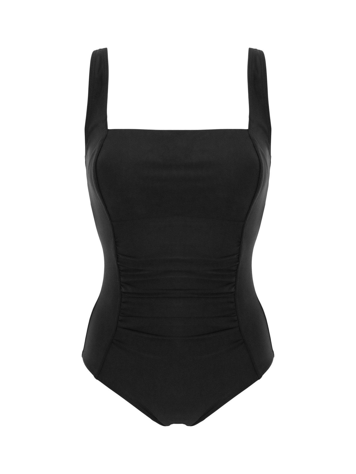 Product image 6 of 7, which shows Pour Moi Santa Barbara Ruched Tummy Control Swimsuit, Black, 10