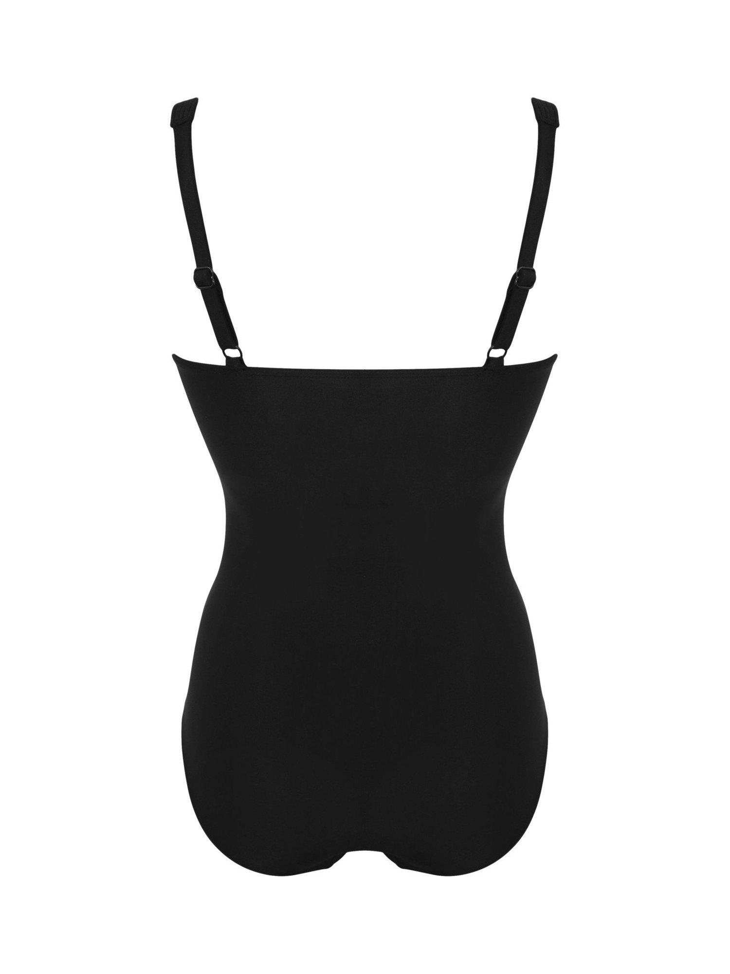 Product image 7 of 7, which shows Pour Moi Santa Barbara Ruched Tummy Control Swimsuit, Black, 10