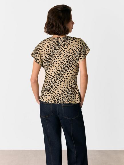 Whistles Animal Spot Print Top, Beige/Multi - view 2, Beige/Multi