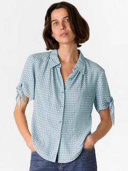 Whistles Oval Spot Tie Short Sleeve Shirt, Blue/Multi, Blue/Multi